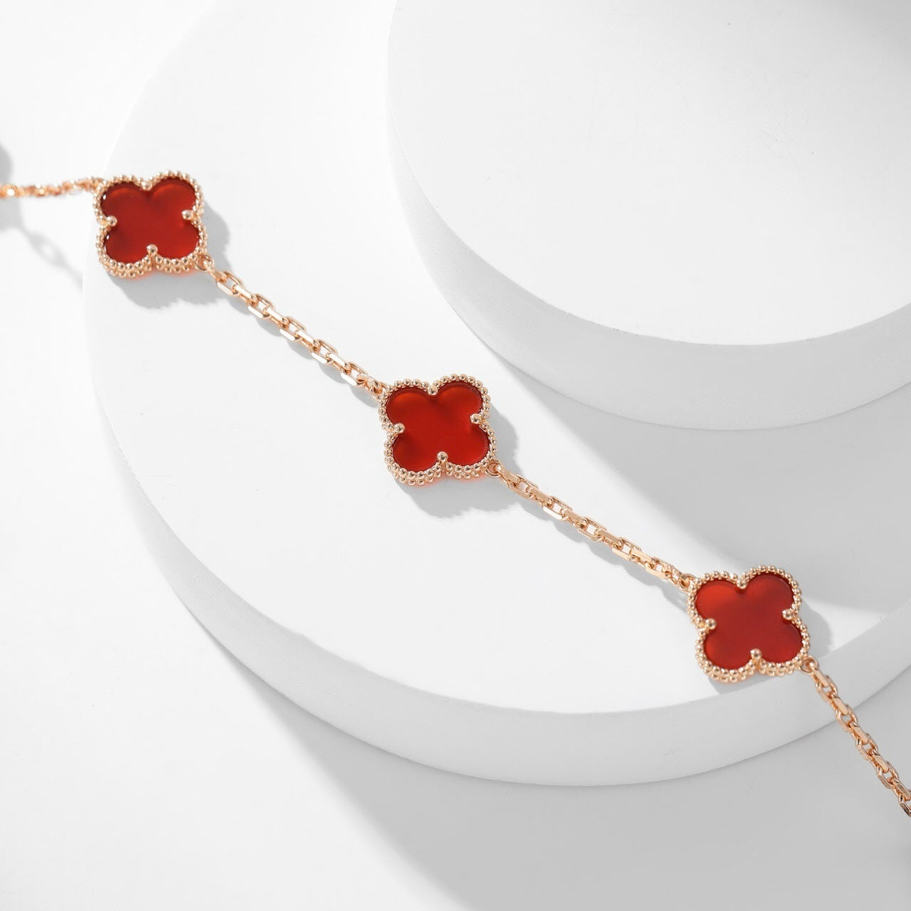 [ROSE]CLOVER 10 MOTIFS CARNELIAN NECKLACE