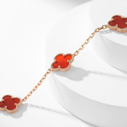 [ROSE]CLOVER 10 MOTIFS CARNELIAN NECKLACE