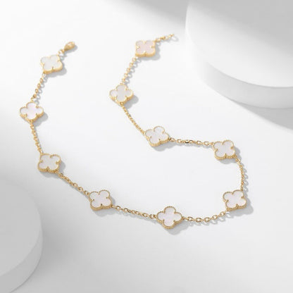 [ROSE]CLOVER 10 MOTIFS WHITE MOTHER OF PEARL NECKLACE