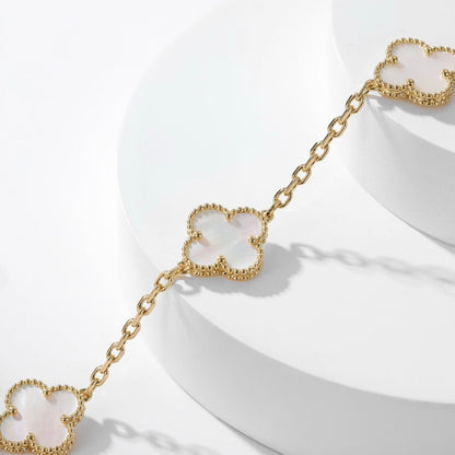 [ROSE]CLOVER 10 MOTIFS WHITE MOTHER OF PEARL NECKLACE