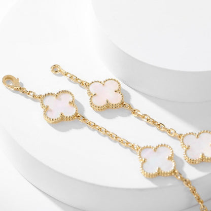 [ROSE]CLOVER 10 MOTIFS WHITE MOTHER OF PEARL NECKLACE