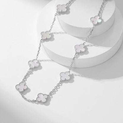 [ROSE]CLOVER 10 MOTIFS WHITE MOTHER OF PEARL NECKLACE