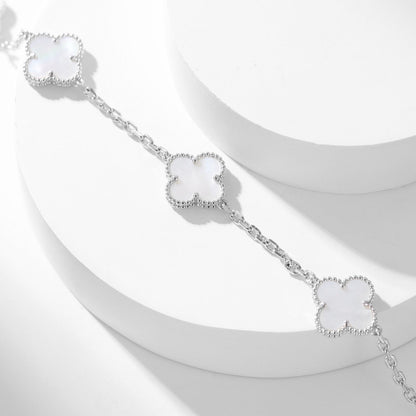 [ROSE]CLOVER 10 MOTIFS WHITE MOTHER OF PEARL NECKLACE