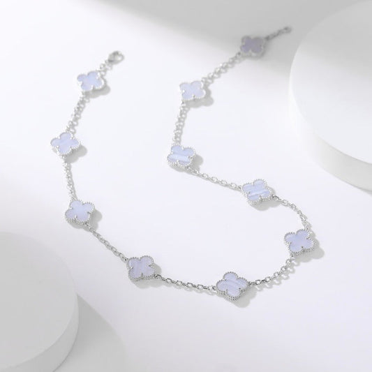 [ROSE]CLOVER 10 MOTIFS PURPLE CHALCEDONY NECKLACE