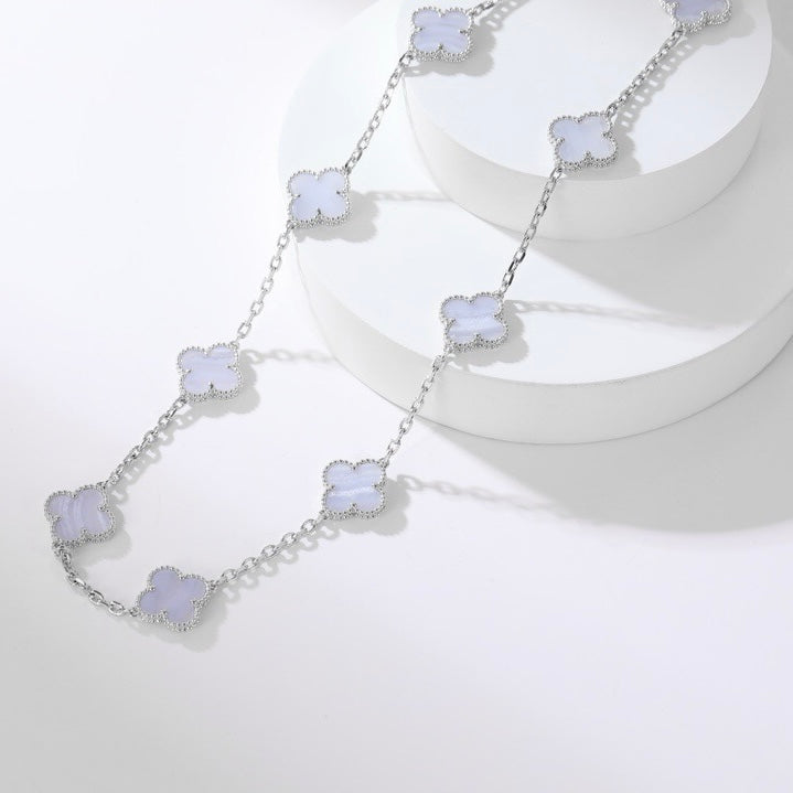 [ROSE]CLOVER 10 MOTIFS PURPLE CHALCEDONY NECKLACE