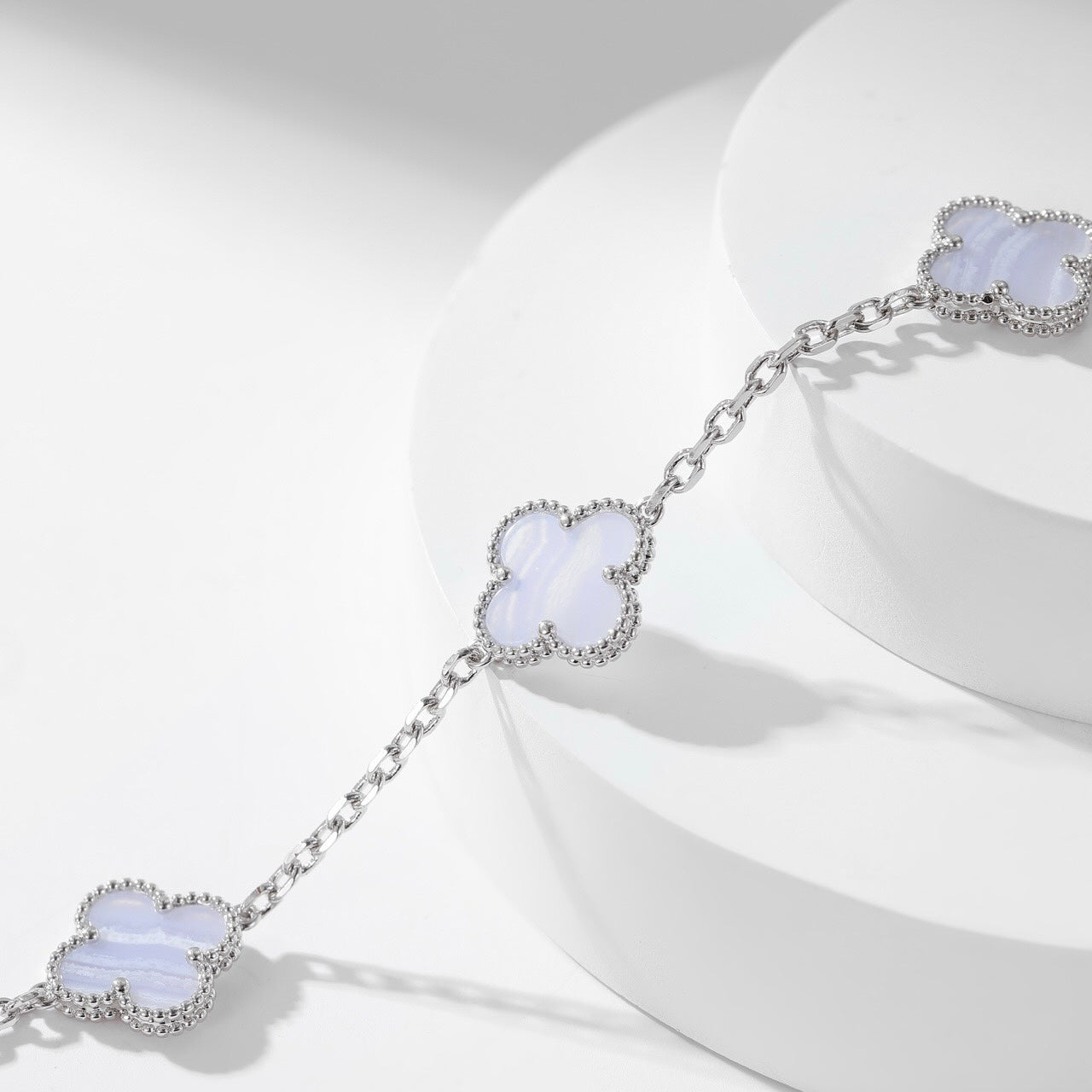 [ROSE]CLOVER 10 MOTIFS PURPLE CHALCEDONY NECKLACE