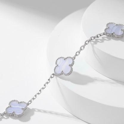 [ROSE]CLOVER 10 MOTIFS PURPLE CHALCEDONY NECKLACE