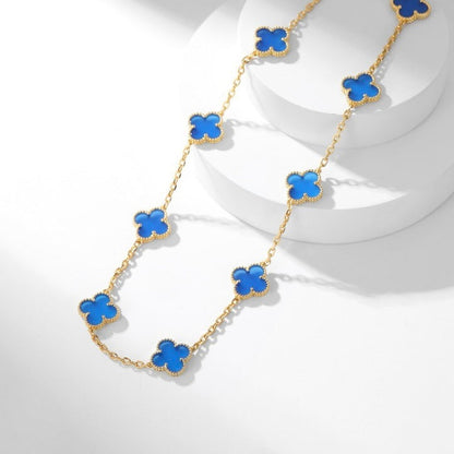 [ROSE]CLOVER 10 MOTIFS BLUE AGATE NECKLACE