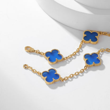 [ROSE]CLOVER 10 MOTIFS BLUE AGATE NECKLACE