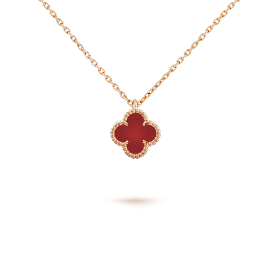 [ROSE]CLOVER MINI 9.5MM WHITE CARNELIANS NECKLACE