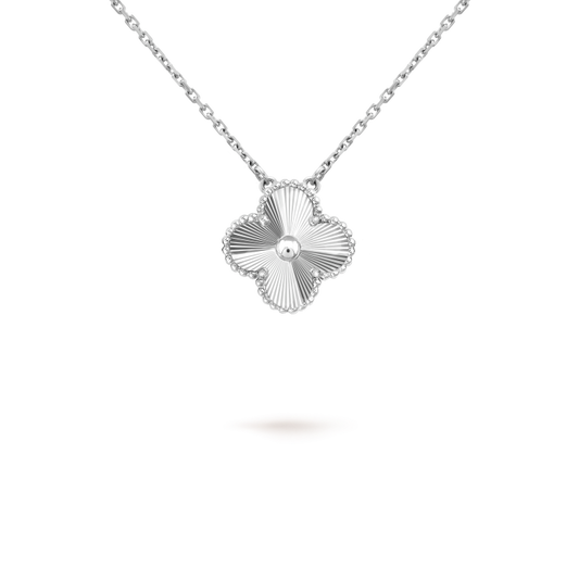 [ROSE]CLOVER 15MM LASER NECKLACE SILVER