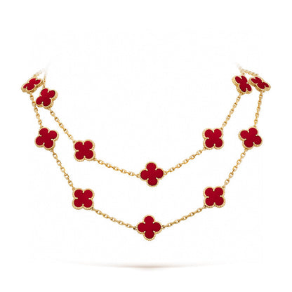 [ROSE]CLOVER 20 MOTIFS CARNELIAN NECKLACE