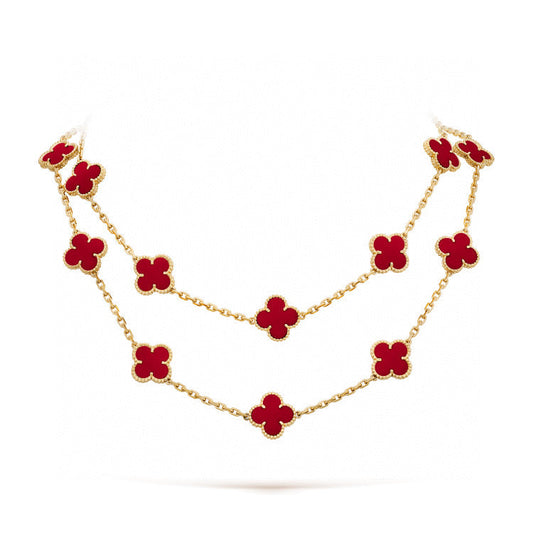 [ROSE]CLOVER 20 MOTIFS CARNELIAN NECKLACE