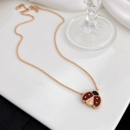 [ROSE]LUCKY  CARNELIANS LADYBUG NECKLACE