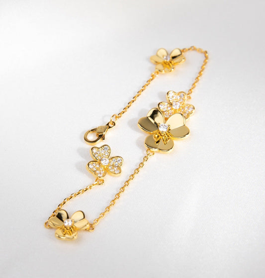 [Rose Jewellery] 5 Flower Gold Flower Diamond Bracelet