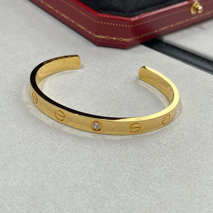 [ROSE]LOVE BRACELET 6.1MM 1 DIAMOND OPEN CUFF