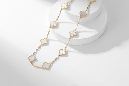 [ROSE] Clover 10 Patterned white mother-of-pearl necklace.