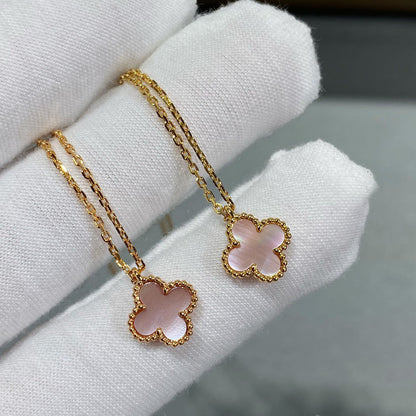 [ROSE]CLOVER 15MM PINK MOTHER-OF-PEARL SINGLE FLOWER NECKLACE