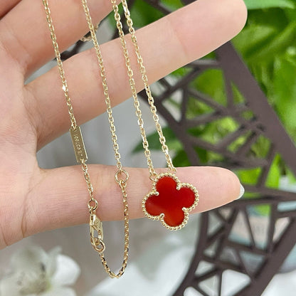 [ROSE]CLOVER 15MM CARNELIAN SINGLE FLOWER NECKLACE