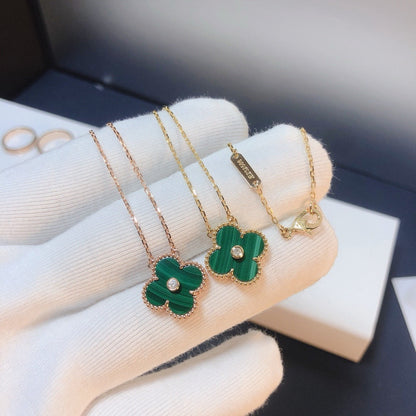 [ROSE]CLOVER 15MM DIAMOND TURQUOISE NECKLACE