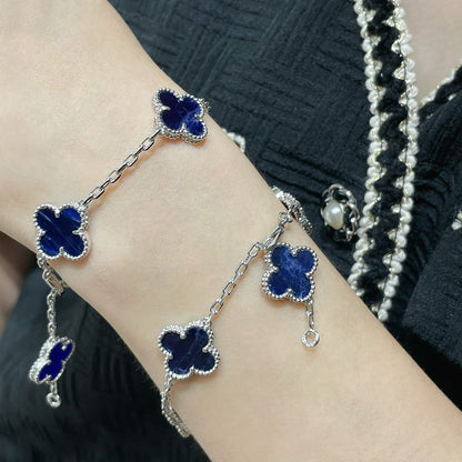 [ROSE]CLOVER 5 MOTIF PIETERSITE SILVER BRACELET