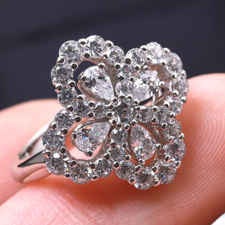 [Rose Jewels]LOOP RING FULL MOTIF DIAMOND 16MM SILVE