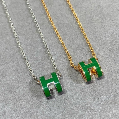 [Rose Jewels]POP H GREEN NECKLACE SILVER AND GOLD