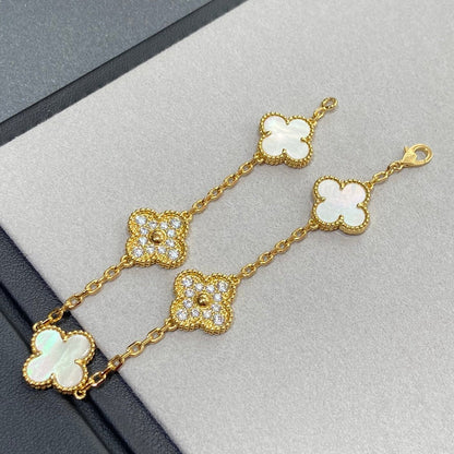 [ROSE]CLOVER BRACELET 5 MOTIF WHITE MOP DIAMOND