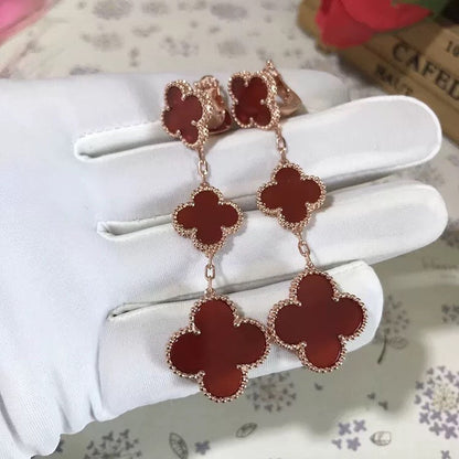 [ROSE]CLOVER 3 MOTIF CARNELIAN DROP EARRINGS