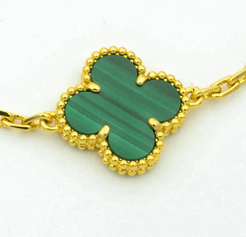 [ROSE]CLOVER  5 MOTIF MALACHITE DIAMOND BRACELET