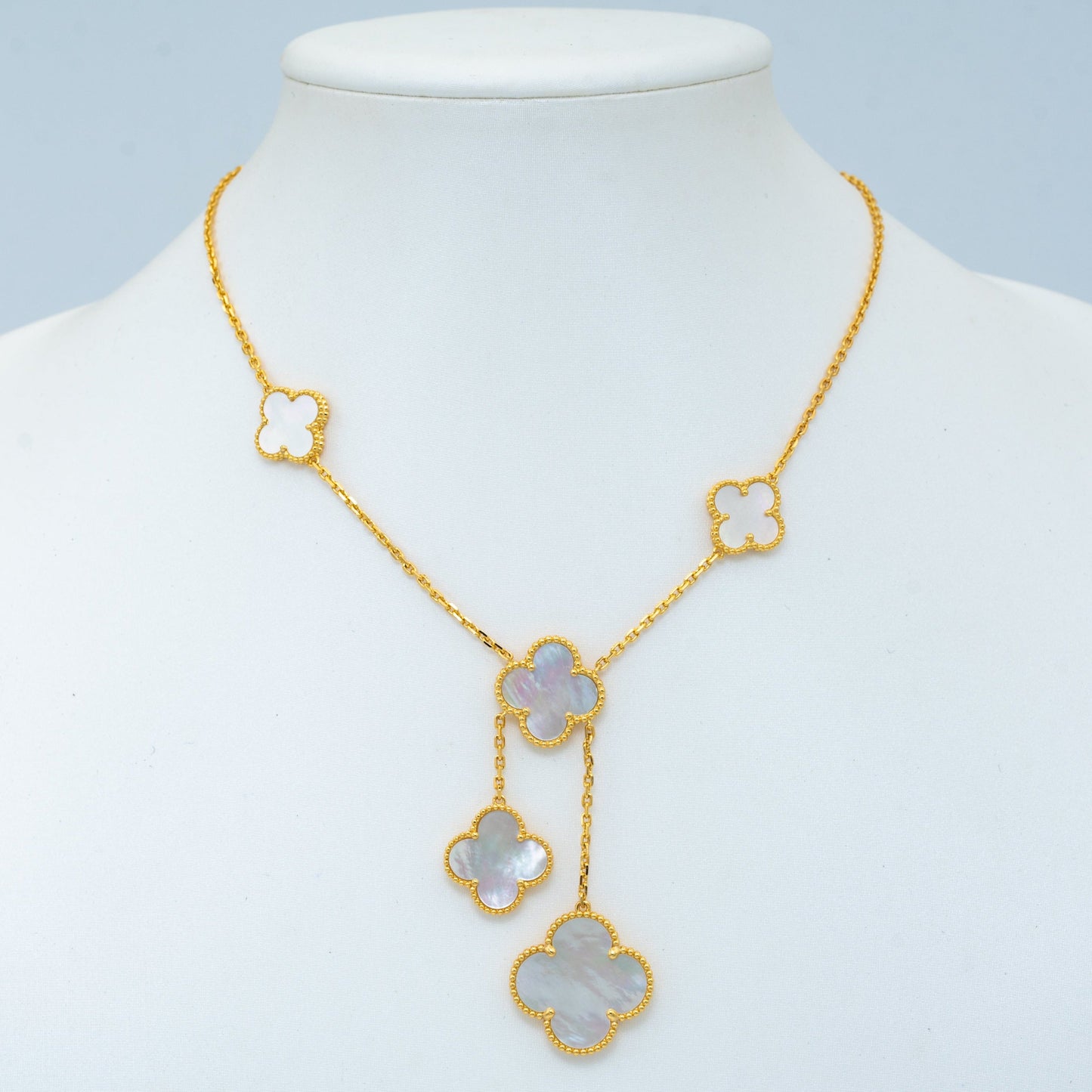 [ROSE]CLOVER MOTHER OF PEARL NECKLACE 6 MOTIF