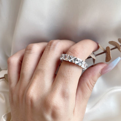 [Rose Jewels]Elegant Princess Cut Tennis Ring