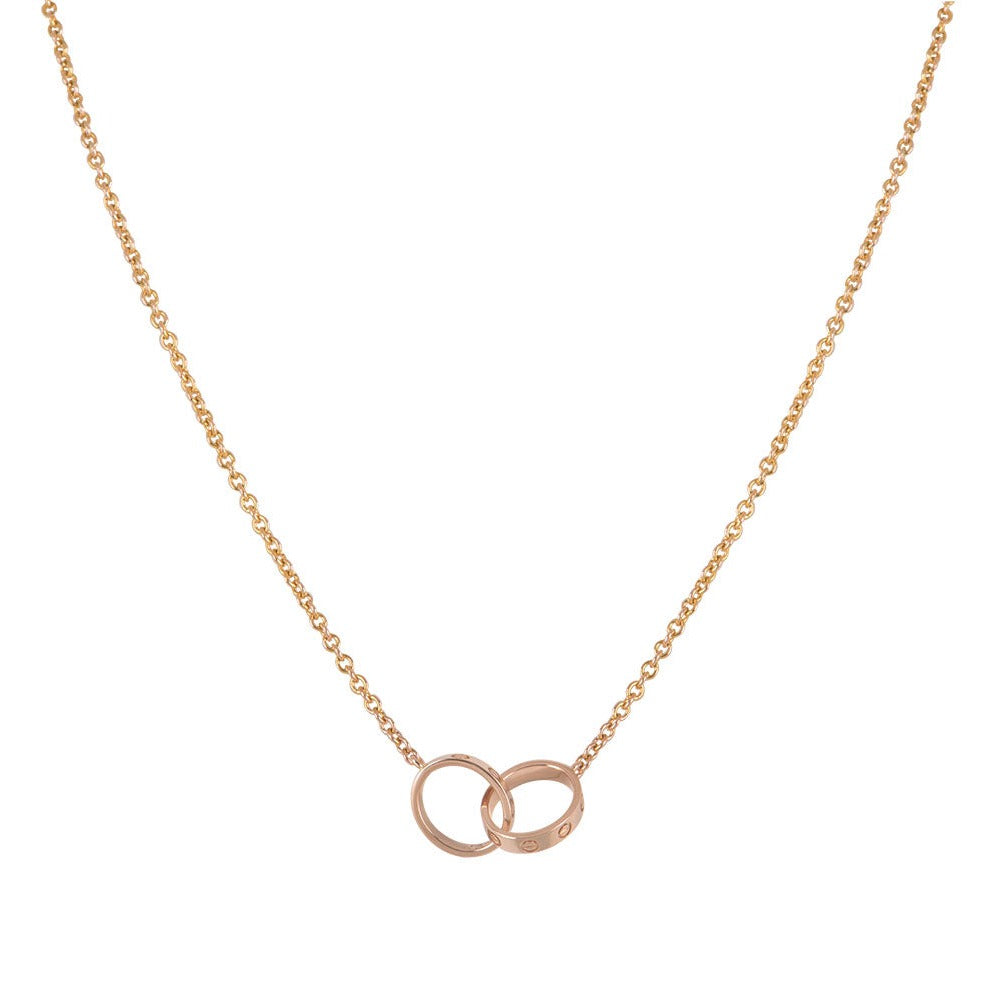 [ROSE]LOVE NECKLACE DOUBLE RING PINK GOLD