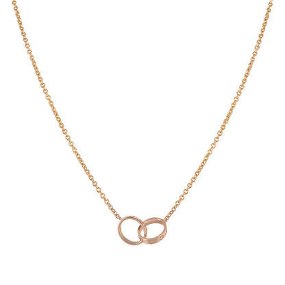 [ROSE]LOVE NECKLACE DOUBLE RING PINK GOLD