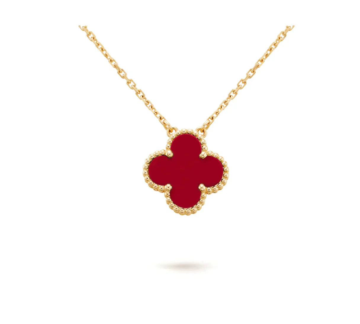 [ROSE]CLOVER 15MM CARNELIAN SINGLE FLOWER NECKLACE