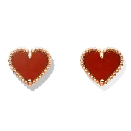 [ROSE]HEART CARNELIAN STUD EARRINGS