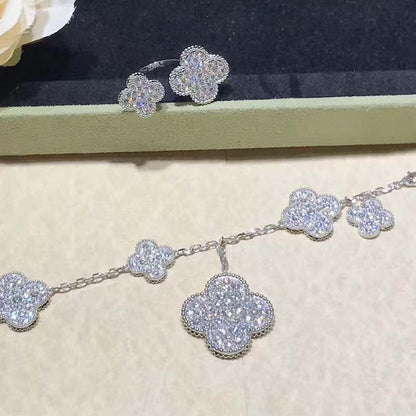 [ROSE]CLOVER 6 MOTIFS SILVER DIAMOND BRACELET