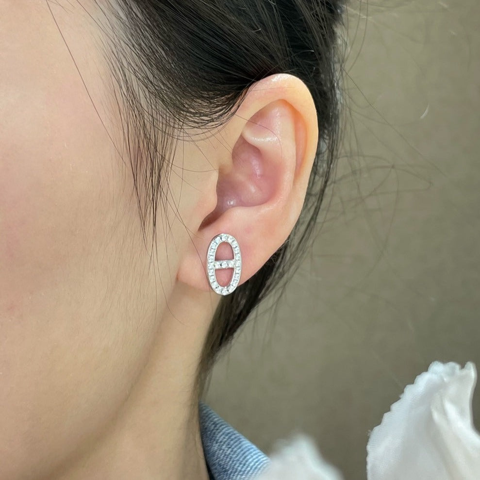 [Rose Jewels]HM FULL DIAMOND PIG NOSE STUD EARRINGS