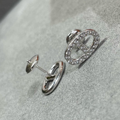 [Rose Jewels]HM FULL DIAMOND PIG NOSE STUD EARRINGS