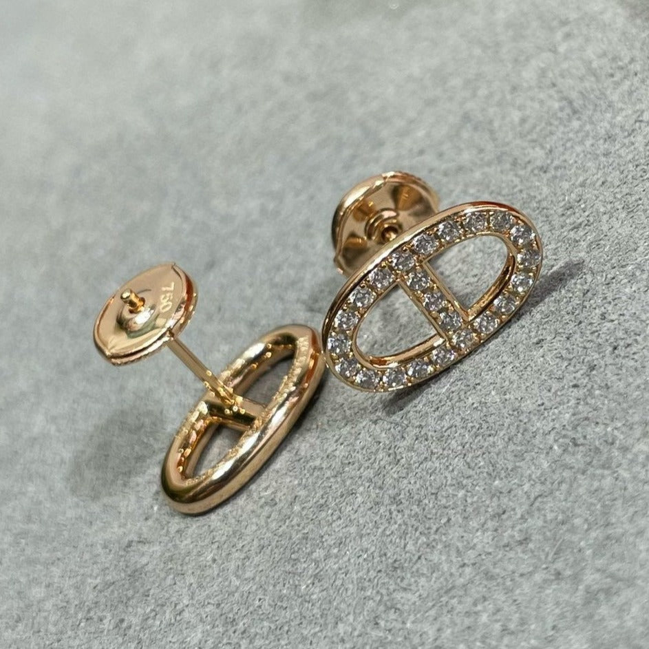 [Rose Jewels]HM FULL DIAMOND PIG NOSE STUD EARRINGS