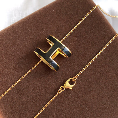 [Rose Jewels]HM CLIC BLACK ENAMEL GOLD NECKLACE