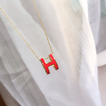 [Rose Jewels]HM CLIC RED ENAMEL GOLD NECKLACE