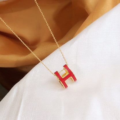 [Rose Jewels]HM CLIC RED ENAMEL GOLD NECKLACE