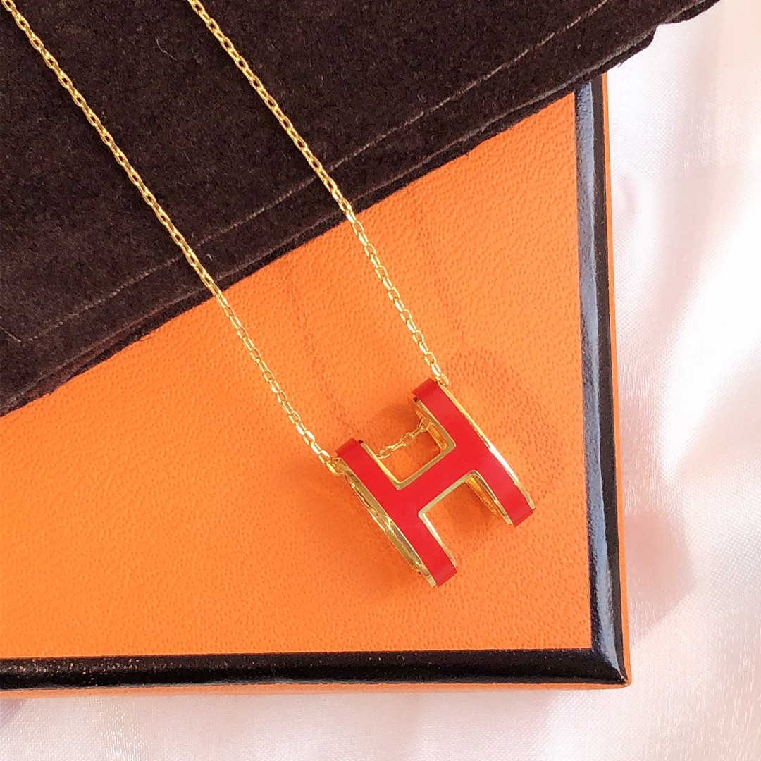 [Rose Jewels]HM CLIC RED ENAMEL GOLD NECKLACE