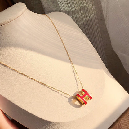 [Rose Jewels]HM CLIC RED ENAMEL GOLD NECKLACE