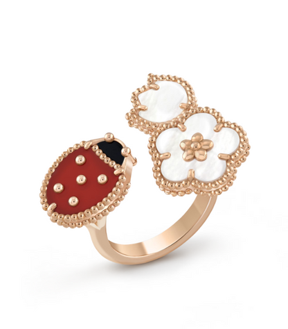 [ROSE]LUCKY 3 MOTIF ROSE GOLD RING