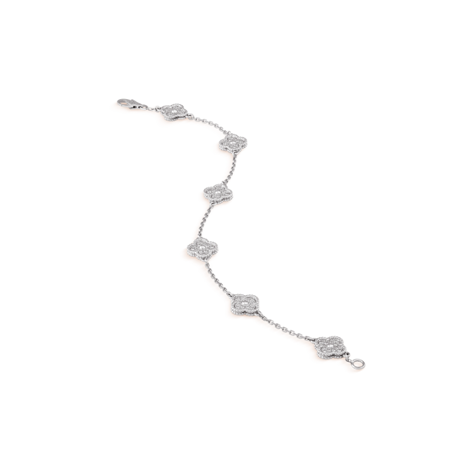 [ROSE]CLOVER 6 MOTIF SILVER DIAMOND BRACELET