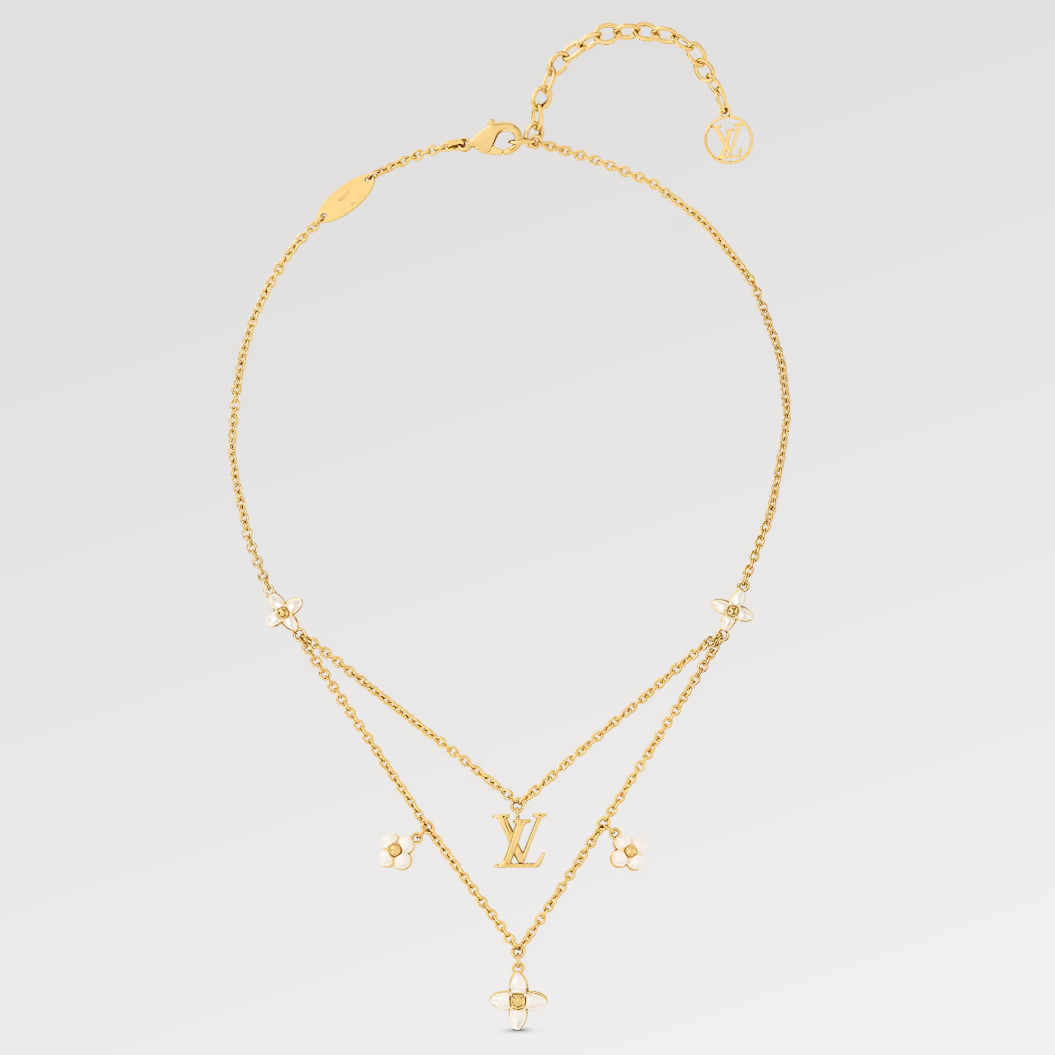 [Rose Jewels]LV FLOWERGRAM GOLD MOP DOPPELREIHIGE HALSKETTE