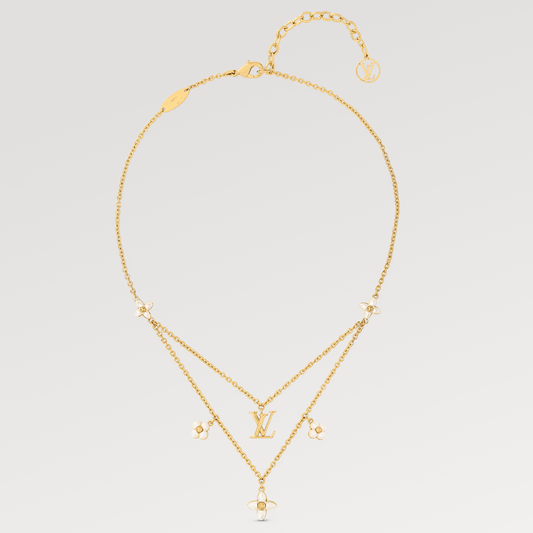 [Rose Jewels]LV FLOWERGRAM GOLD MOP DOPPELREIHIGE HALSKETTE