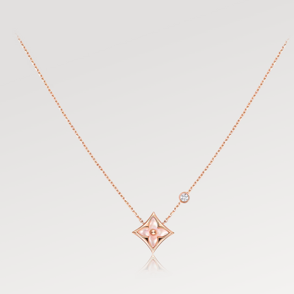 [Rose Jewels] STAR PINK MOP 1 DIAMOND PINK GOLD NECKLACE